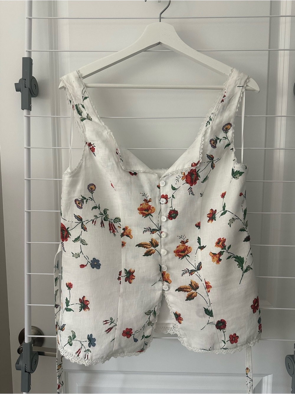 Jason Wu White Floral Button-Front Camisole